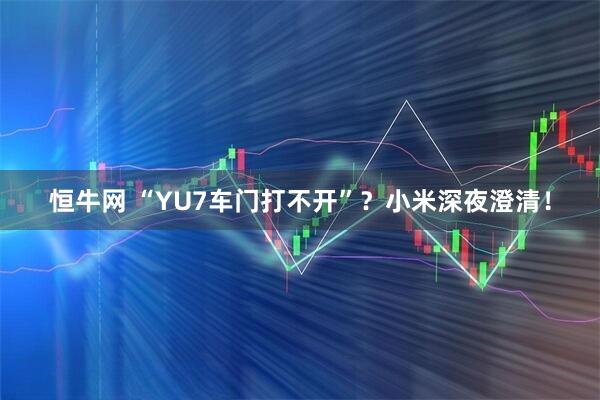 恒牛网 “YU7车门打不开”？小米深夜澄清！